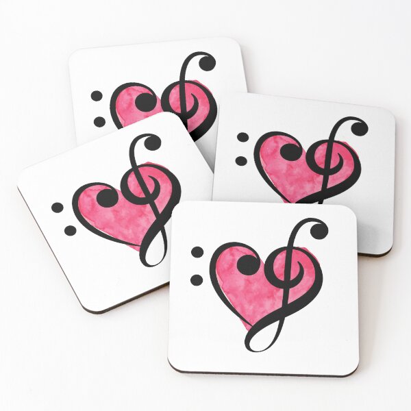 Item preview, Music heart - Treble clef and bass clef Pink Watercolor designed and sold by RaquelDeneth.