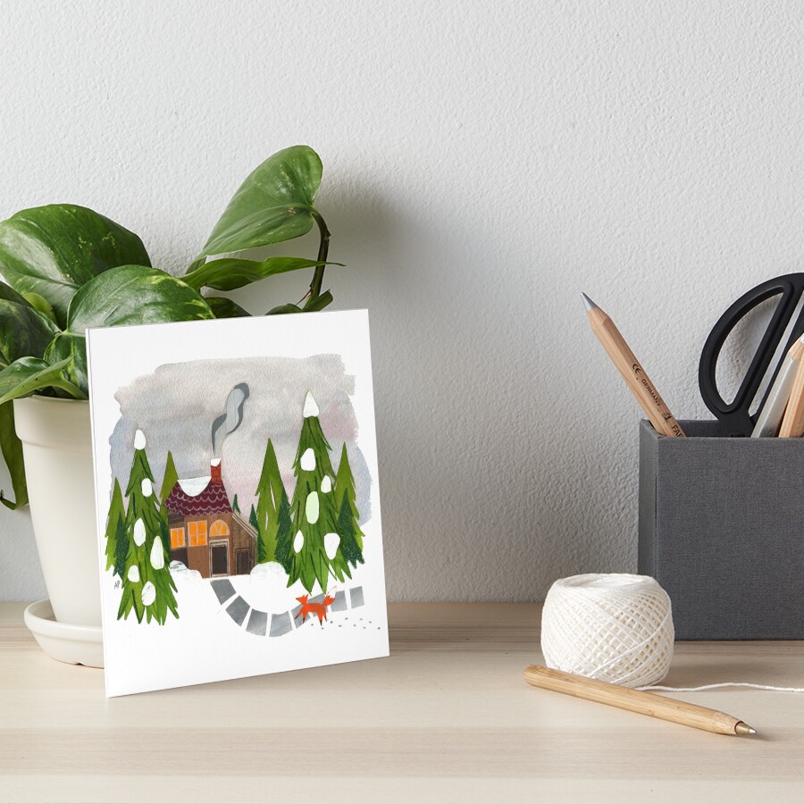 Winter Collage House Art Board Print