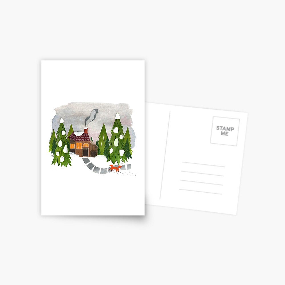 Winter Collage House Postcard
