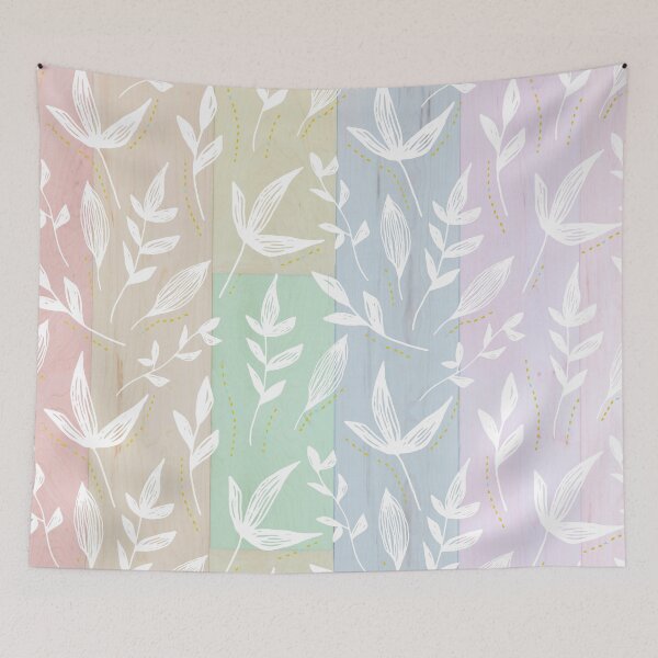 Item preview, Leaves Overlay Pastel Rainbow Wood Planks designed and sold by Designs By YL.