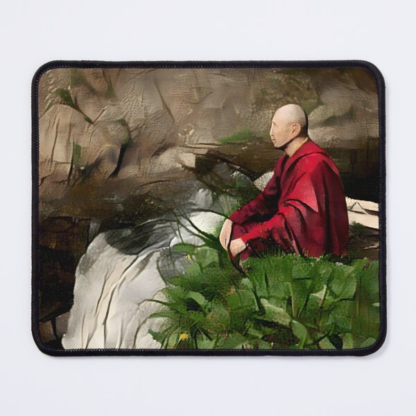 Item preview, Meditating Monk and Waterfall designed and sold by PlacidHinds.