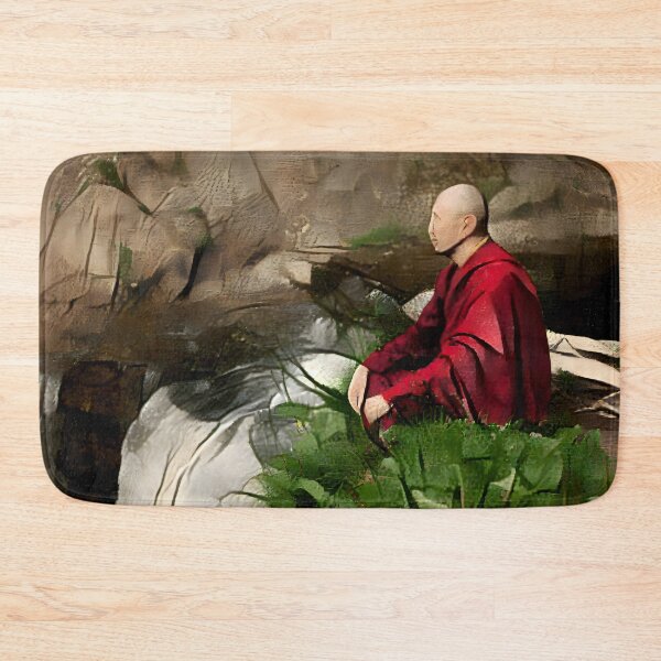Item preview, Meditating Monk and Waterfall designed and sold by PlacidHinds.