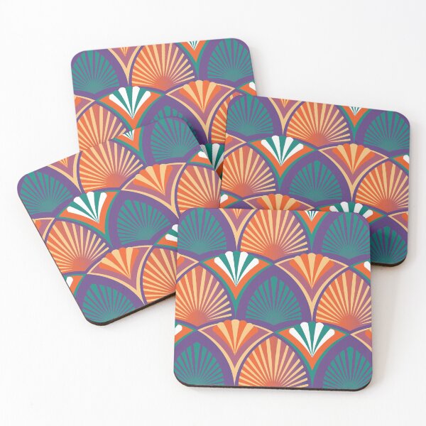 Item preview, Art Deco geometric retro pattern with stylised palm leaves and beach umbrellas-5 designed and sold by Irina Ivanova.