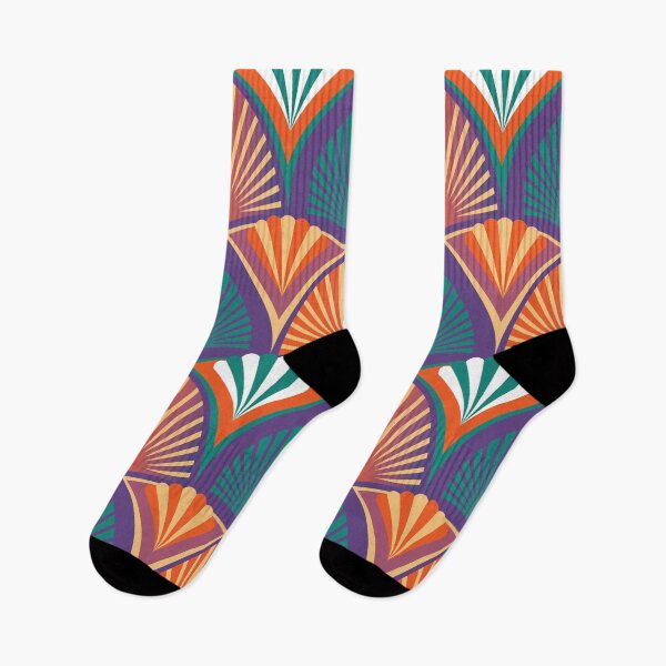 Item preview, Art Deco geometric retro pattern with stylised palm leaves and beach umbrellas-5 designed and sold by Irina Ivanova.