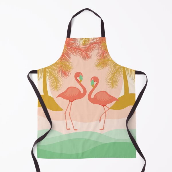 Item preview, Boho illustration with Flamingos chilling out on the beach surrounded by palm trees. designed and sold by EliveraDesigns.