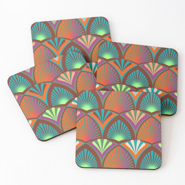Item preview, Art Deco geometric retro pattern with stylised palm leaves and beach umbrellas-6 designed and sold by Irina Ivanova.