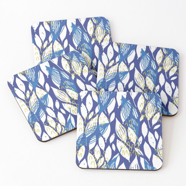 Item preview, Blue And White Leaves Pattern With Green Accents  designed and sold by Designs By YL.