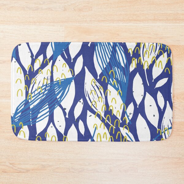 Item preview, Blue And White Leaves Pattern With Green Accents  designed and sold by Designs By YL.