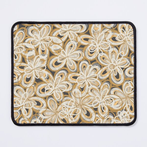 Item preview, Alice Flowers - Retro Floral Pattern in Charcoal Grey, Cream, and Mustard Ochre Tones designed and sold by kierkegaard.