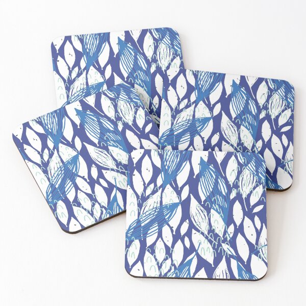Item preview, Blue And White Leaves Pattern With Blue Accents  designed and sold by Designs By YL.