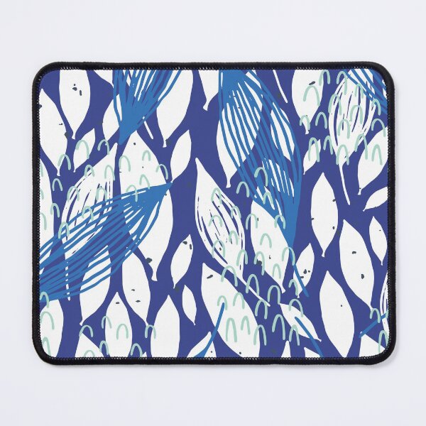 Item preview, Blue And White Leaves Pattern With Blue Accents designed and sold by Designs By YL.