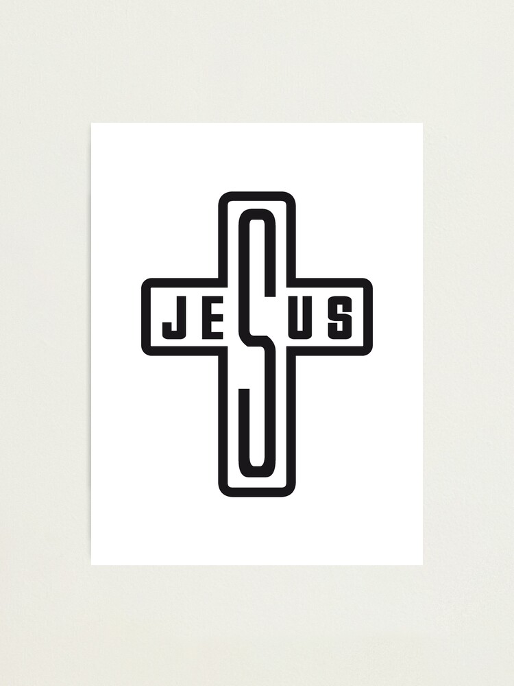 Alternate view of cross text lettering cross symbol team crew friends jesus christ cool logo design Photographic Print