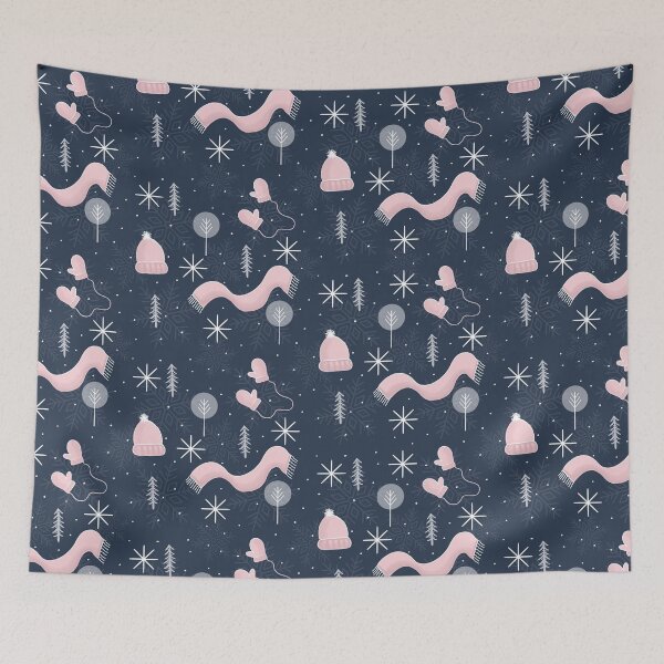 Item preview, Cold Weather Pattern, Navy and Pink designed and sold by Quick Brown Fox Canada.