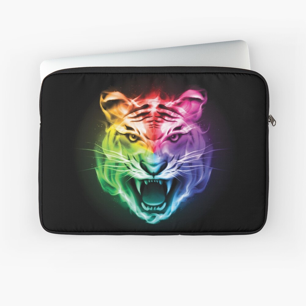 Colorful Multicolor Rainbow Tiger Roaring Green Eyes Tote Bag