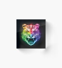 Coloured Tiger Face Acrylic Block