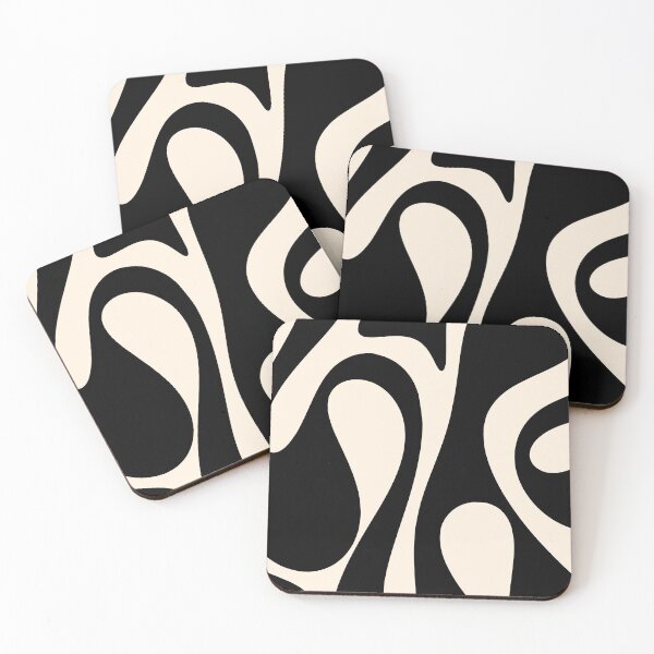 Item preview, So Mod Retro Minimalist Abstract Pattern in Black and Almond Cream designed and sold by kierkegaard.