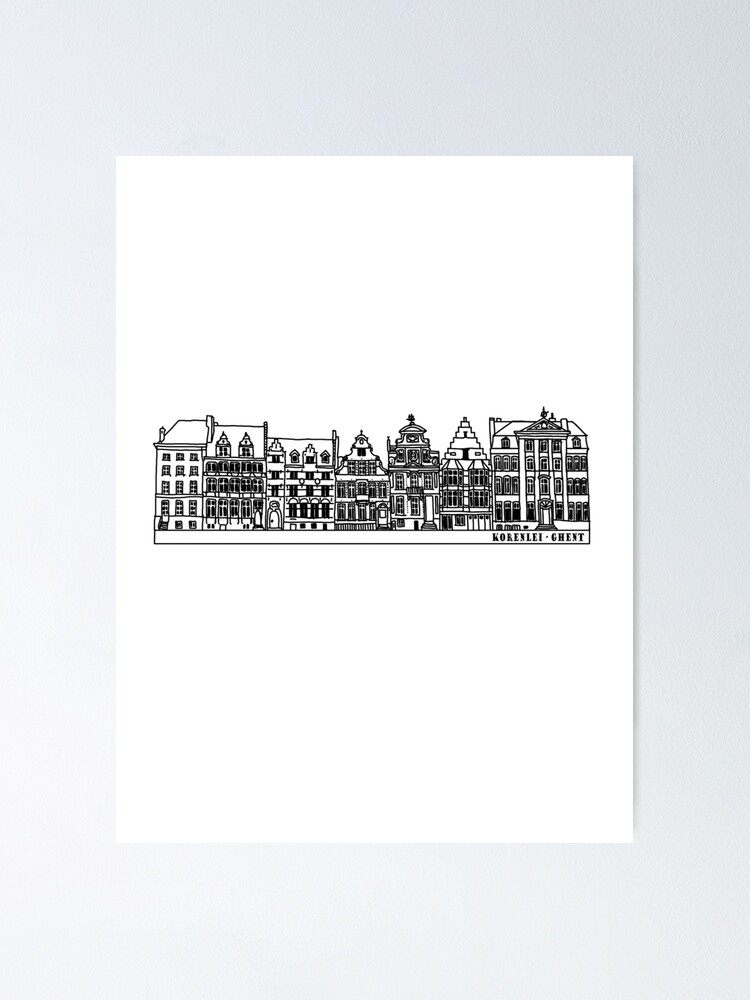 "Ghent Korenlei Drawing Lineart" Poster for Sale by reujken Redbubble