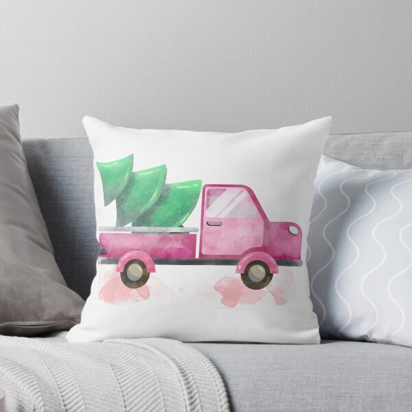 Item preview, Pink truck carrying the pine Christmas tree designed and sold by RaspberryParty.