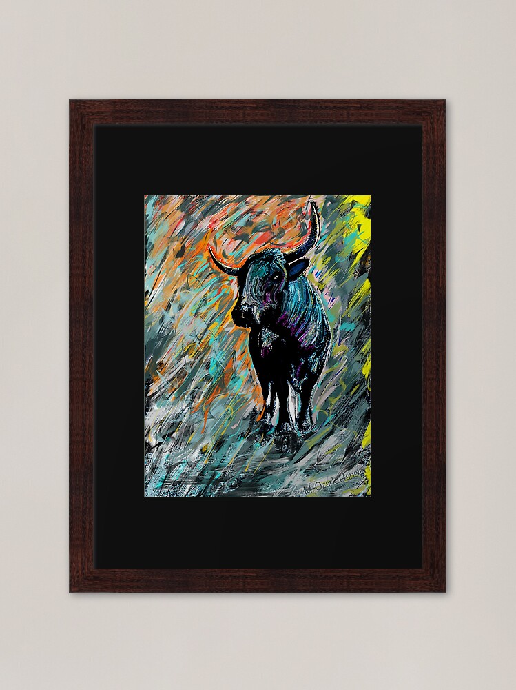 Framed Art Print, Rocky, Pineywoods Bull Abstract designed and sold by Mike Hansen