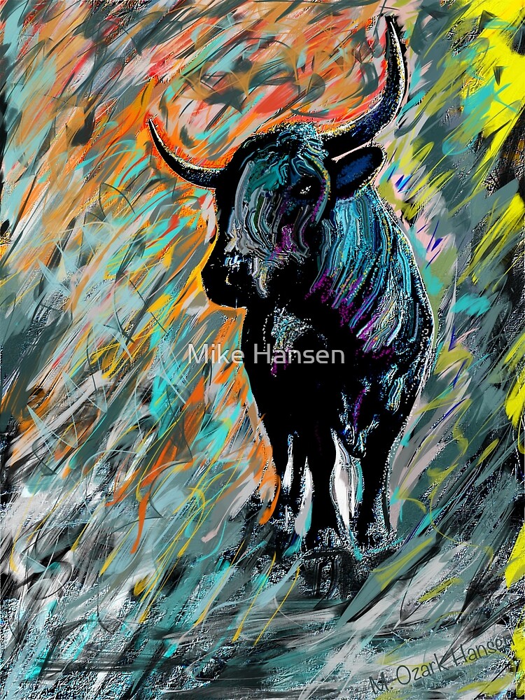 Artwork view, Rocky, Pineywoods Bull Abstract designed and sold by Mike Hansen
