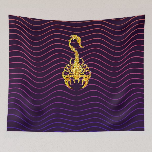 Item preview, The Golden Scorpion with abstract lines multi colours background designed and sold by taherismail.
