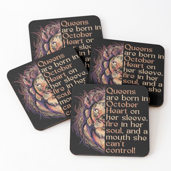 Item preview, Queens are born in October, Funny inspirational October Girl gift with a fierce rainbow lion face designed and sold by Auntieck.