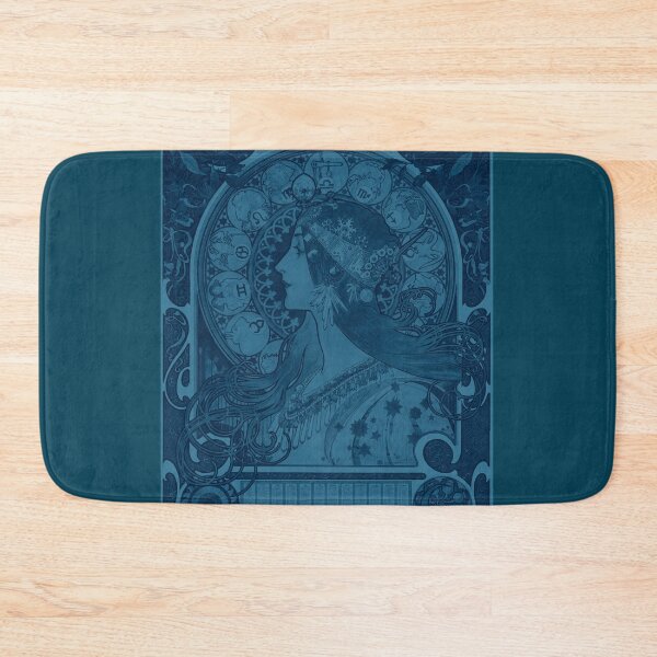 Item preview, Zodiaque or La Plume in Blue(ca. 1896–1897) by Alphonse Maria Mucha. designed and sold by theartsycamper.