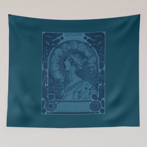 Item preview, Zodiaque or La Plume in Blue(ca. 1896–1897) by Alphonse Maria Mucha. designed and sold by theartsycamper.