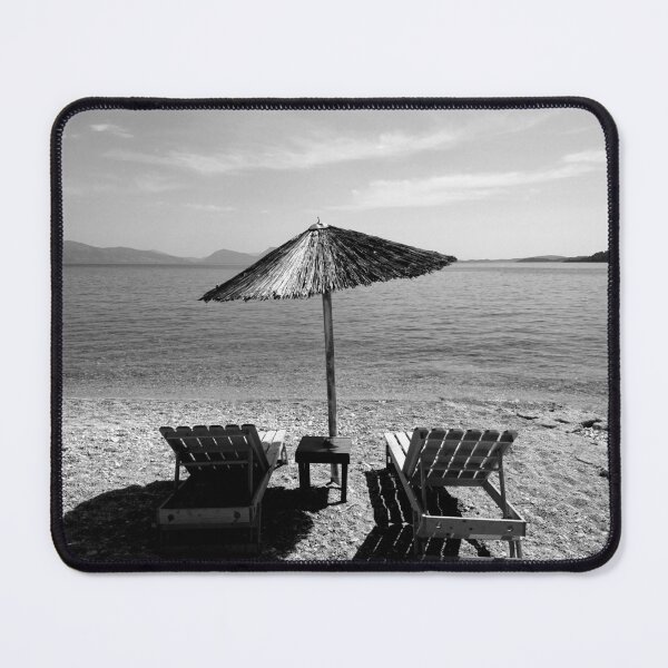 Item preview, Beach umbrella and sunbeds, Lefkada, monochrome designed and sold by paulboizot.