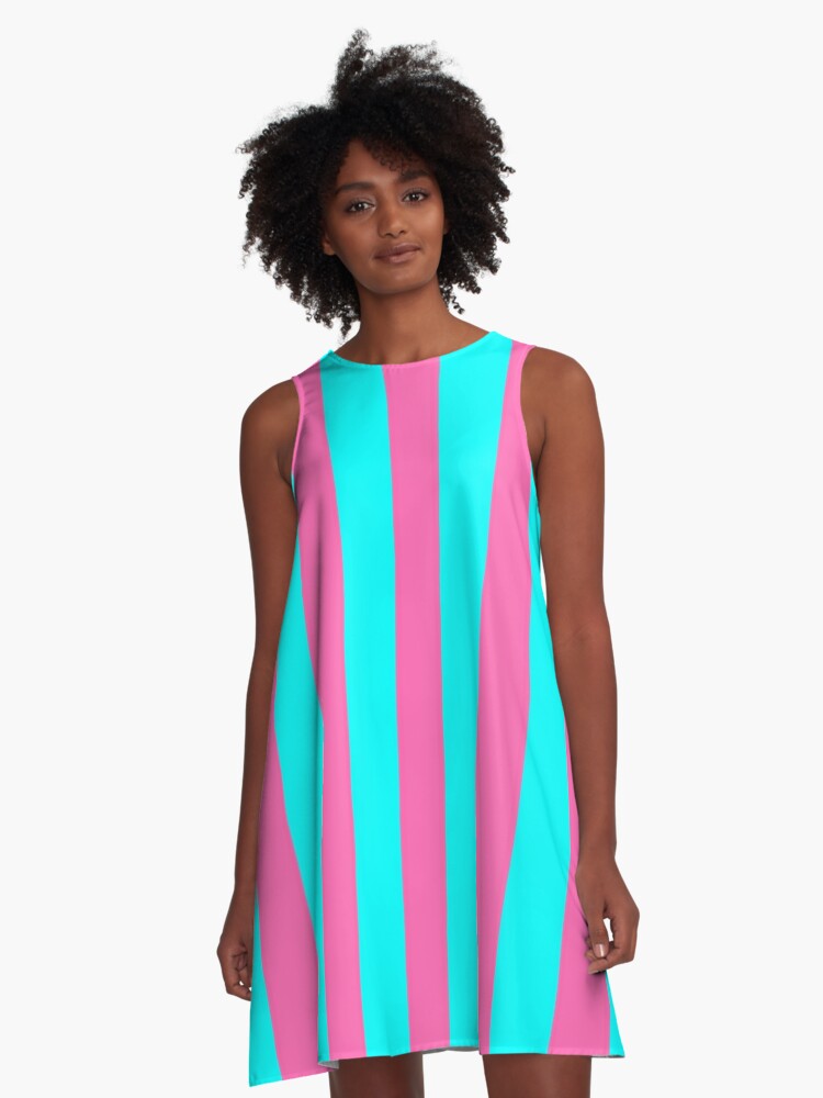 Skinny Stripes - Light Blue + Neon Pink