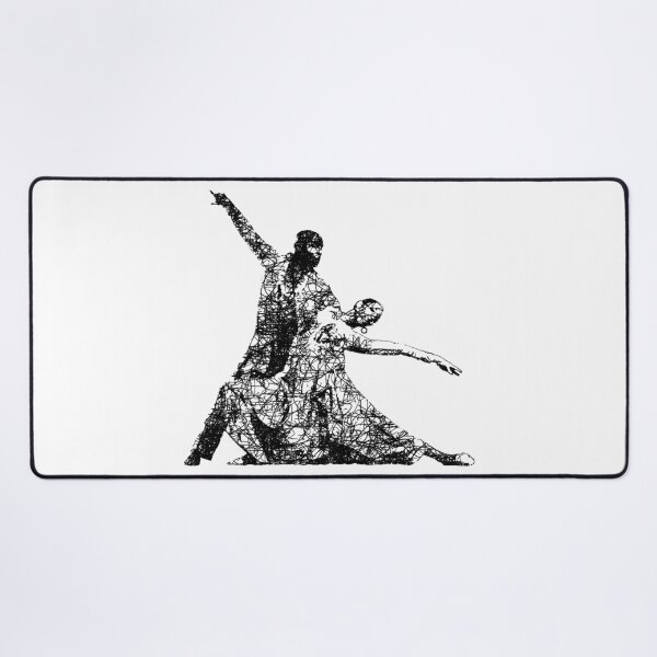 Dance couple 1 - Black ink Desk Mat