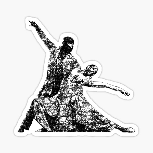 Dance couple 1 - Black ink Sticker