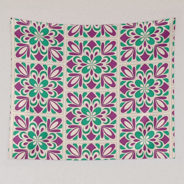 Item preview, GREEN & PURPLE TILE TILES PATTERN designed and sold by Melanie-Palmer.
