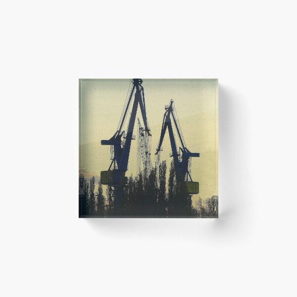 Item preview, Silouettes of cranes in Hamburg Harbor designed and sold by Michael Brewer.