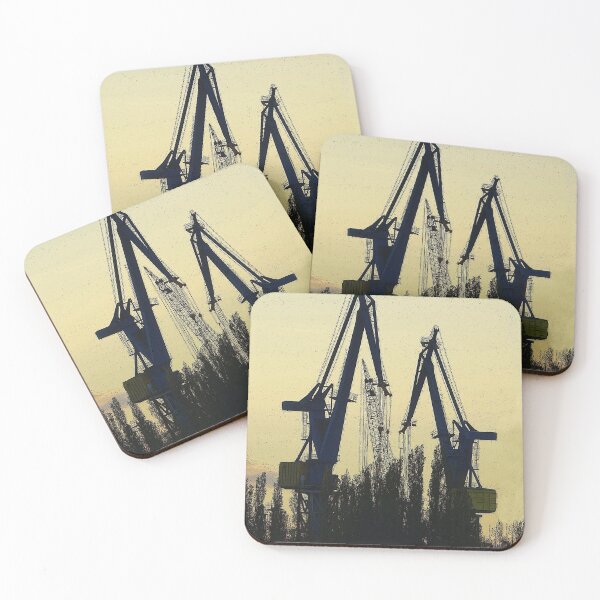 Item preview, Silouettes of cranes in Hamburg Harbor designed and sold by Michael Brewer.