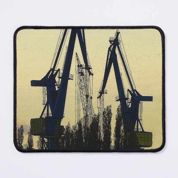 Item preview, Silouettes of cranes in Hamburg Harbor designed and sold by Michael Brewer.