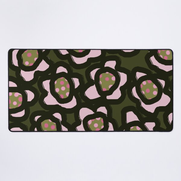 Aperçu de l'œuvre Cozzy abstrait motif floral scandinave en rose et vert créée et vendue par Deutschic.