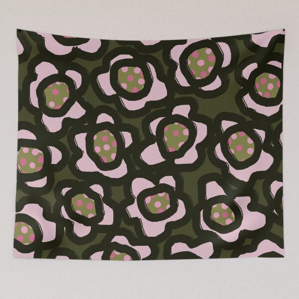 Item preview, Cozzy Abstract Scandinavian Floral Pattern in Pink and Green designed and sold by Deutschic.