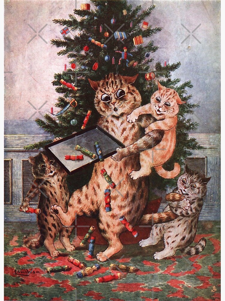 Louis Wain Christmas Party Art Print for Sale by raybondesigns