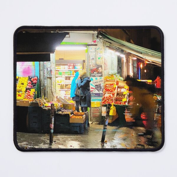 Item preview, Hamburg corner market scene at night designed and sold by Michael Brewer.