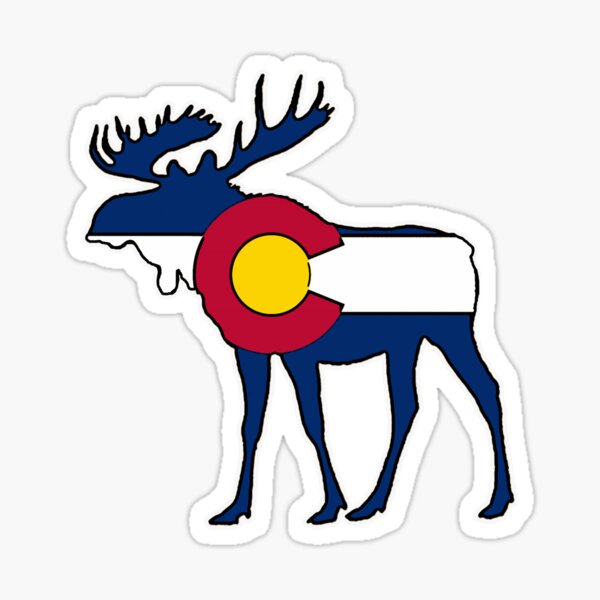 Colorado flag moose shape Sticker