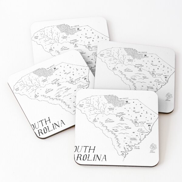 Item preview, South Carolina as a fantasy map - black and white designed and sold by aldayuan.
