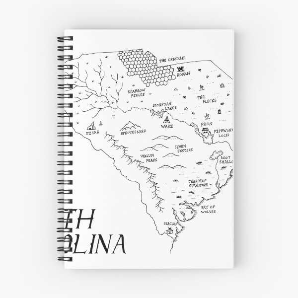 Item preview, South Carolina as a fantasy map - black and white designed and sold by aldayuan.