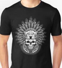 Native Aztec Jaguar Warrior Skull Headdress Unisex T-Shirt