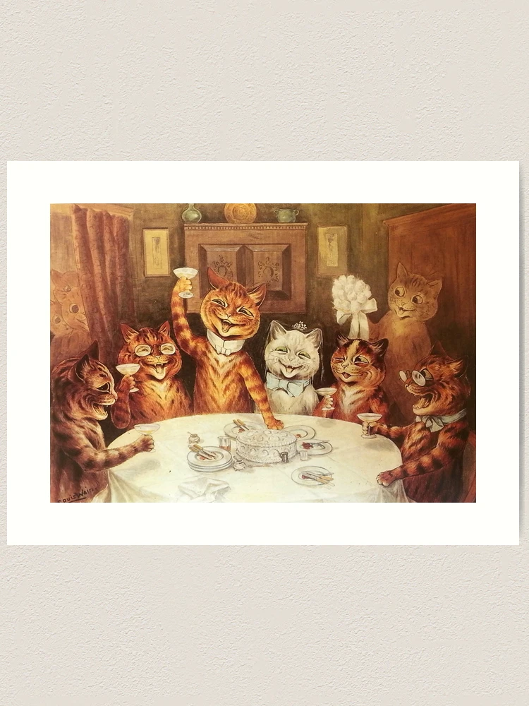 Louis Wain Christmas Santa Art Board Print for Sale by raybondesigns