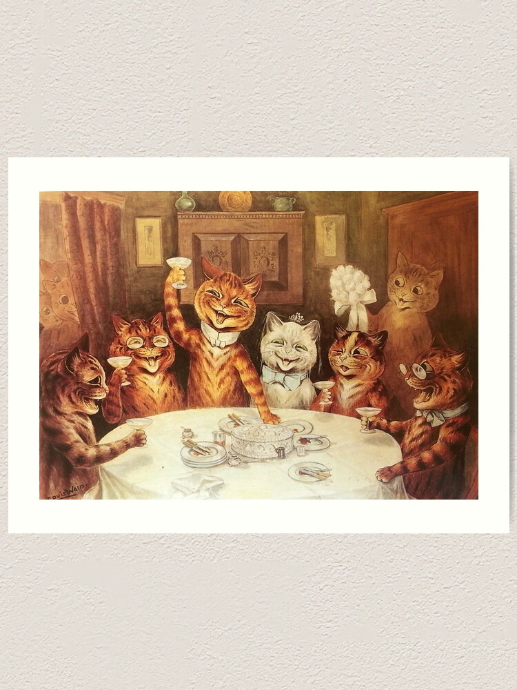 Louis Wain Framed - 3 Cats Singing - Louis Wain Cat Framed Print