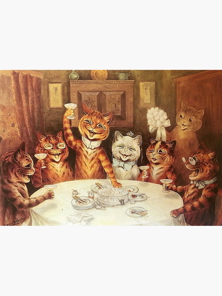 Christmas Party Cats' by Louis Wain Vintage Cat Art Stationery Cards