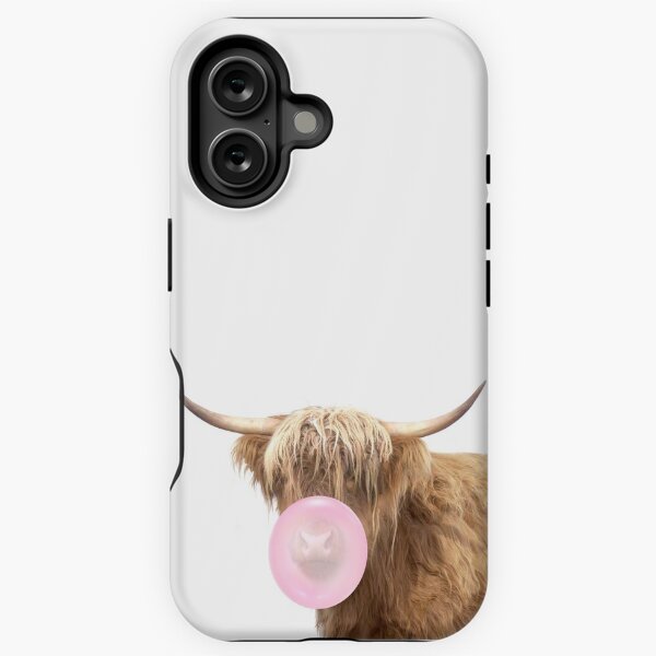 Vista previa del artículo con la obra «Highland Cow soplando chicle de Zouzounio Art», diseñado y vendido por zouzounioart.