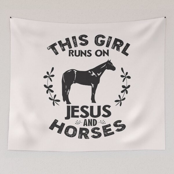 Item preview, This Girl Runs On Jesus And Horses Shirt Cute Christian Horse Lover Gift designed and sold by lou731.