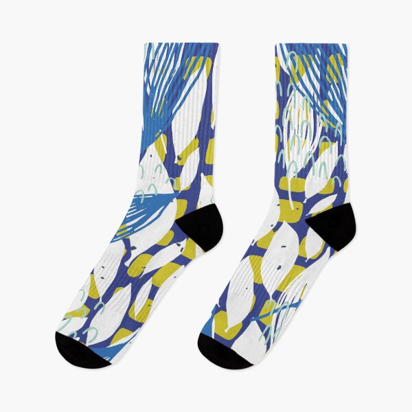 Item preview, Blue And White Leaves Pattern With Green Square Accents  designed and sold by Designs By YL.
